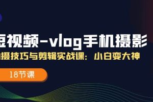 (11518期)短视频-vlog手机摄影:拍摄技巧与剪辑实战课:小白变大神(18节课)