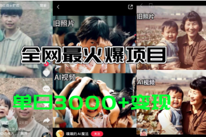 (11546期)全网爆火的AI让老照片动起来教程,蹭热点日赚3000+,内含免费工具一键…