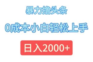 (12068期)暴力撸头条,0成本小白轻松上手,日入2000+