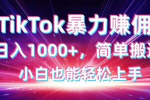 (14402期)TikTok搬运暴力赚佣,日入1000+,简单搬运,小白也能轻松上手