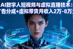 （16148期）AI数字人短视频与虚拟直播技术：广告分成+虚拟带货月收入2万-8万元