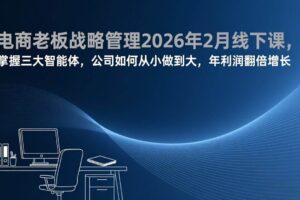 （17417期）电商老板战略管理2026年2月线下课，掌握三大智能体，公司如何从小做到大，年利润翻倍增长
