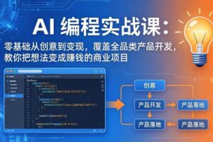 (17814期)AI编程实战课-第三期更新:零基础从创意到变现,覆盖全品类产品开发,把想法变成赚钱的项目