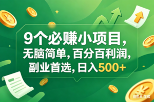 (17963期)9个必赚钱小项目,百分百有利润,无脑简单,副业首选,日入400+
