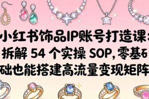 （18101期）小红书饰品IP账号打造课：拆解 54 个实操 SOP，零基础也能搭建高流量变现矩阵